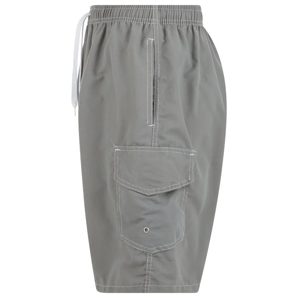 Men Swim Shorts, Swimming Trunks, 3 Pocket Cargo Swimwear, Olive